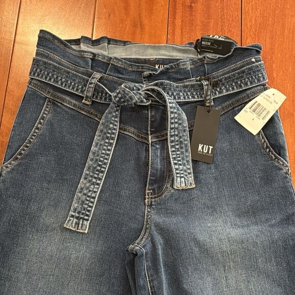 NWT KUT from the cloth Reese High Rise Ankle Straight Paperbag Waist Jean Size 4 - Picture 3 of 12